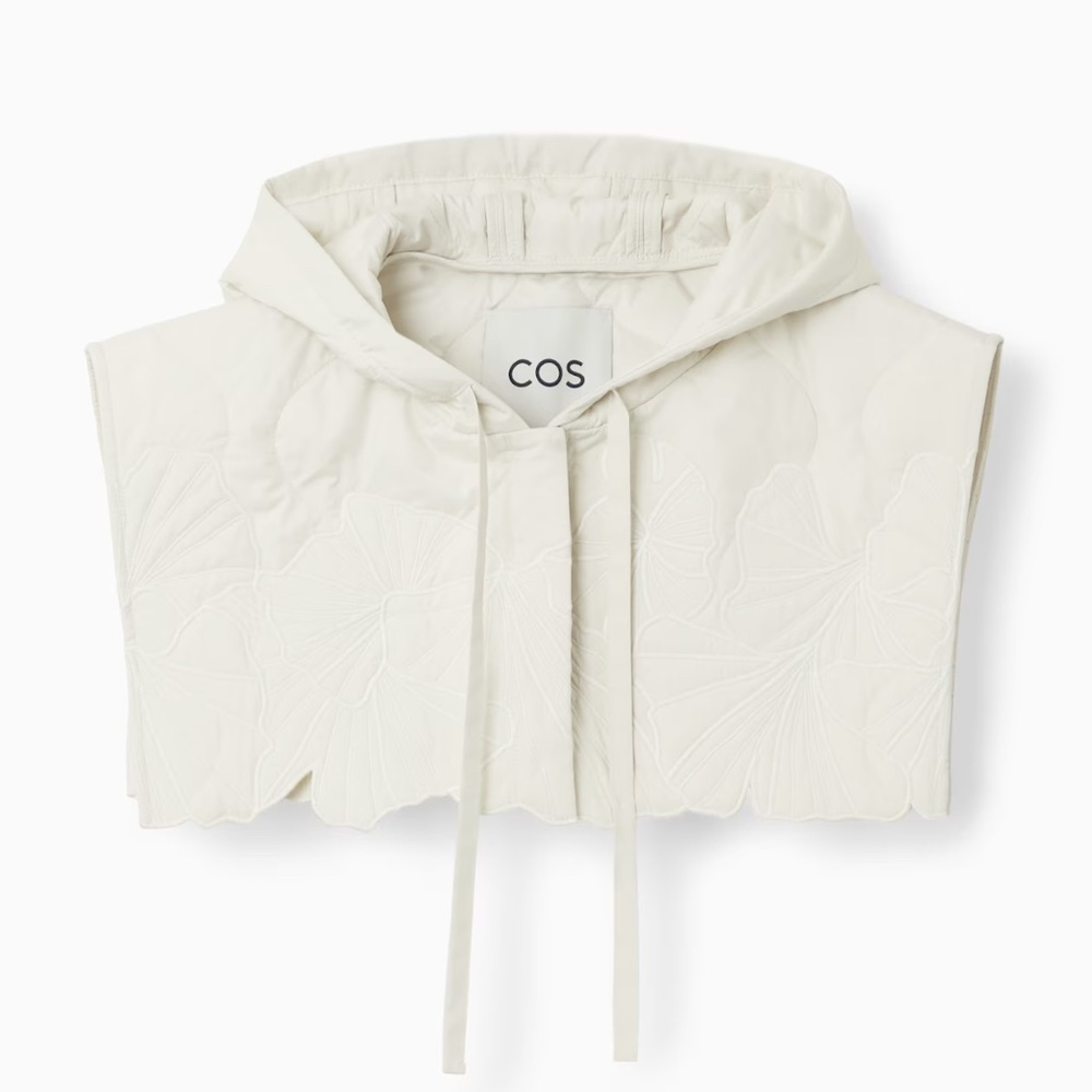 COS Cream Embroidered Quilted Hood - Picture 3 of 7
